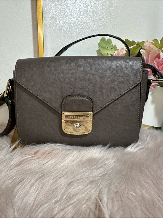 Longchamp Handbags - Longchamp Leather  Brown Crossbody with Gold-Tone Lock